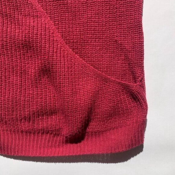 Long Sleeve Cable Knit Fuchsia Pink Wrap V Neck Sweater Ribbed Hems Women's XL - Picture 12 of 14